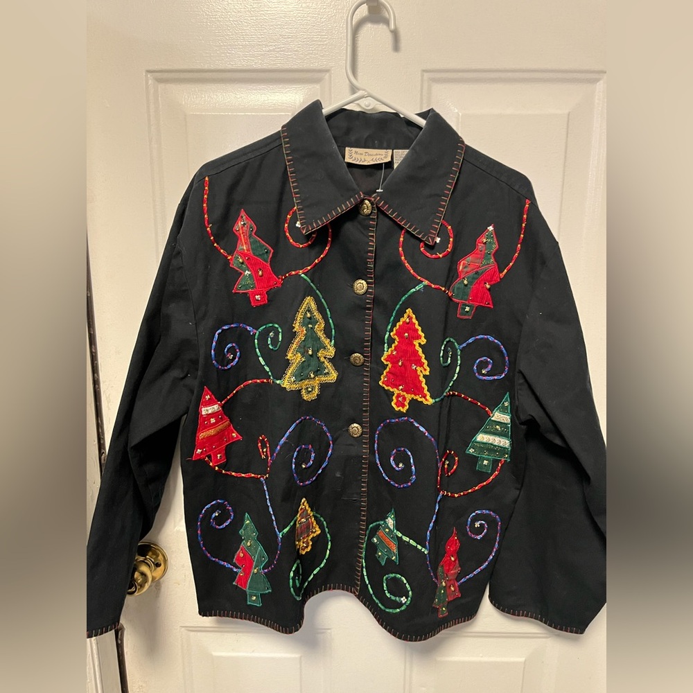 Vintage New Directions Black Holiday themed Jacket